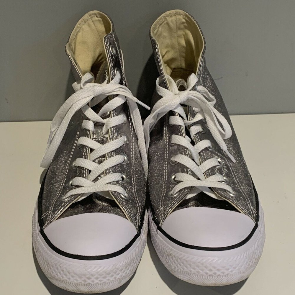 Converse High Tops Silver Metallic Chuck Taylor All Stars Mens 10.5 Wms 12.5